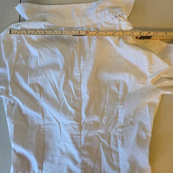 Signature by Larry Levine Button Down Blouse Women's L White Lace Accent - Picture 14 of 16